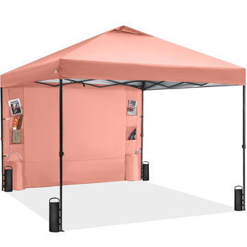 Pop Up Canopy Tent Outdoor Sidewall One Push (Ocher, 12X12)