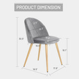 FurnitureR Upholstered Velvet Dining Chair Mid Back Armless with Wood Legs for Home Kitchen Bedroom Living Room