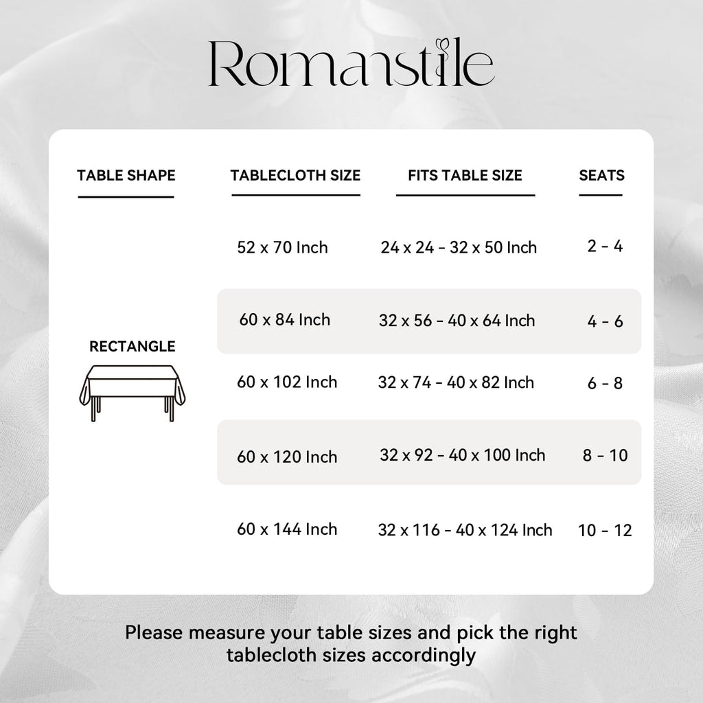Jacquard Rectangle Tablecloth - Waterproof Damask Floral Pattern Decorative Table Cloths Heavy Weigh