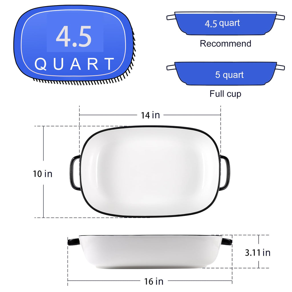 4.5 Quart Ceramic Baking Dish, Serving Bakeware for Casserole, Lasagna, Gratin, Broiling, Roasting, and Baking.Large Deep