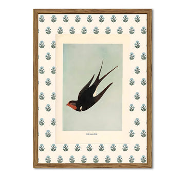 Vintage Swallow Wall Art, Rustic Bird Wall Decor Painting Cottagecore Swallow Poster Canvas Prints Picture Bedroom
