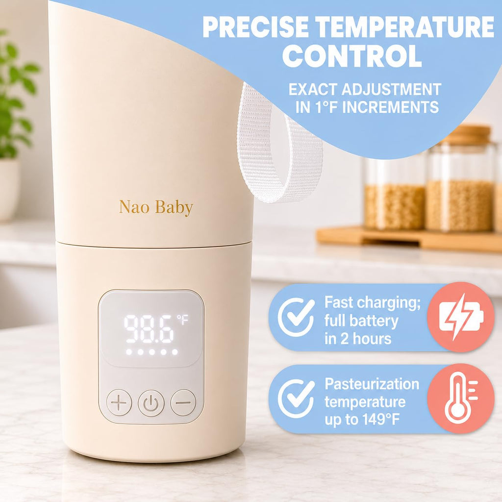 Portable Bottle Warmer 2-in-1 Baby Bottle Warmer & Bottle Sterilizer - Portable Milk Warmer with Fast Charging