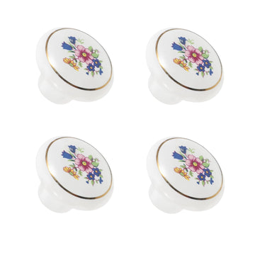 Ceramic Hand Painted Drawer Knobs, Vintage Flower Painted Cabinet Knobs and Pulls, Kitchen Furniture Knobs