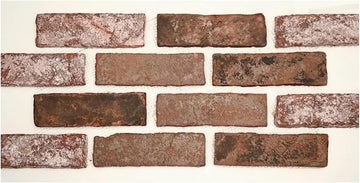 2x8 Tumbled Rustic Clay Brick Tile - Reddish Mesh-Mounted Wall Tile Sample Backsplash, Bathroom, Shower, Accent Wall