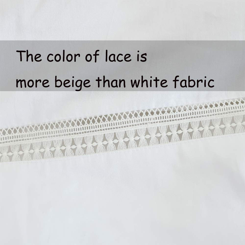 White Duvet Cover Premium 100% Cotton Farmhouse Bedding Soft Elegant Guipure Lace Fringe Hotel Quality Romantic Bed