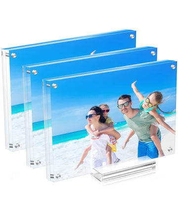 3 Pack 8x10 Acrylic Picture Frames, Double Sided Magnetic Display