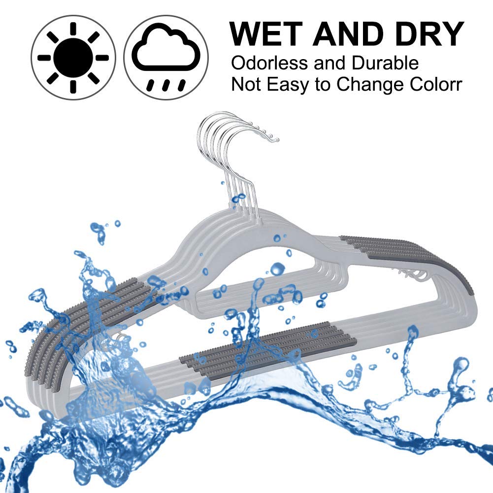 30 Pack Plastic Clothes Hangers, Gray, Non-Slip, Space-Saving