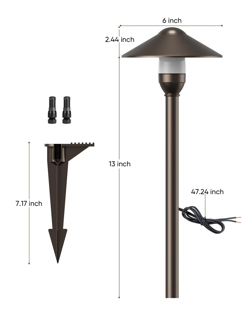 Low Voltage Pathway Lights with G4 3W 3000K Bulbs 6-Pack, ORB Aluminum