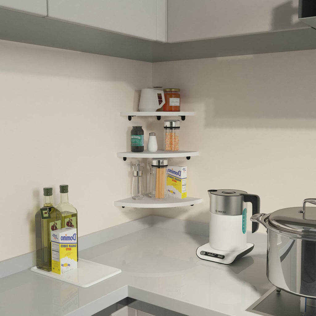 6 Pack Floating Corner Shelf Wall Mount (White)