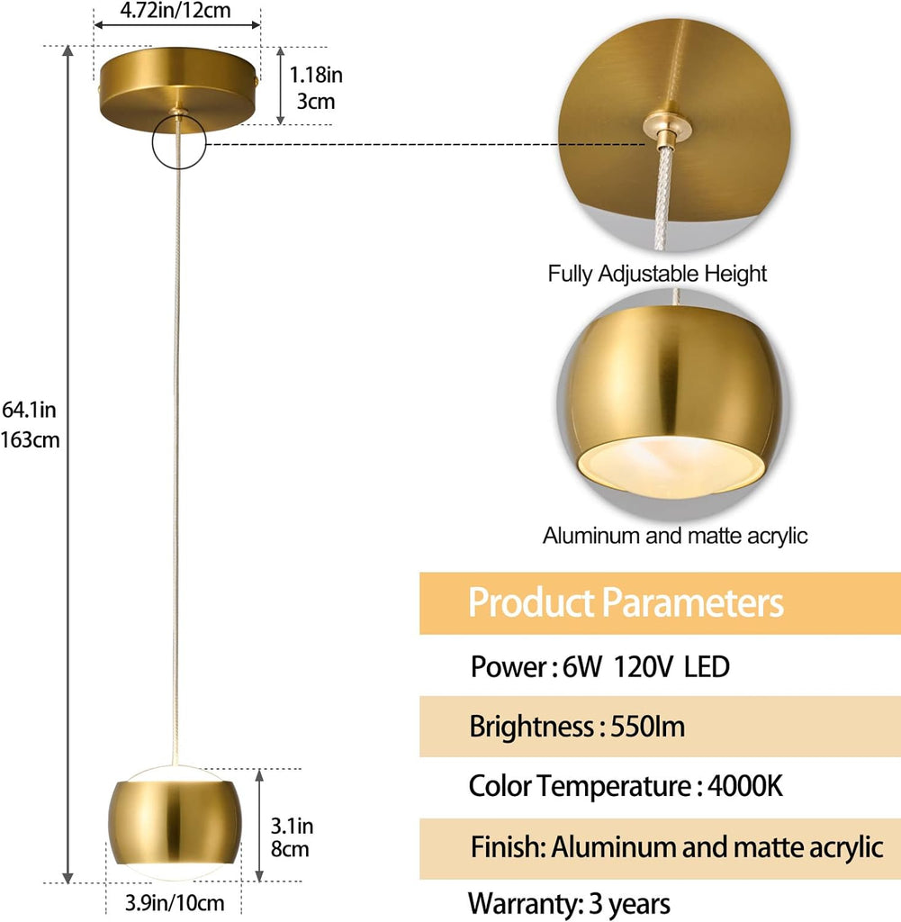 Modern LED Dimmable Pendant Light fixtures,Mini Island Pendant Lighting for Kitchen Island Dinning Room,Bedroom,Bar