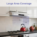 30 Inch Stainless Steel Under Cabinet Range Hood 1200 CFM 4 Speed Touch Control, LED Lights Ducted