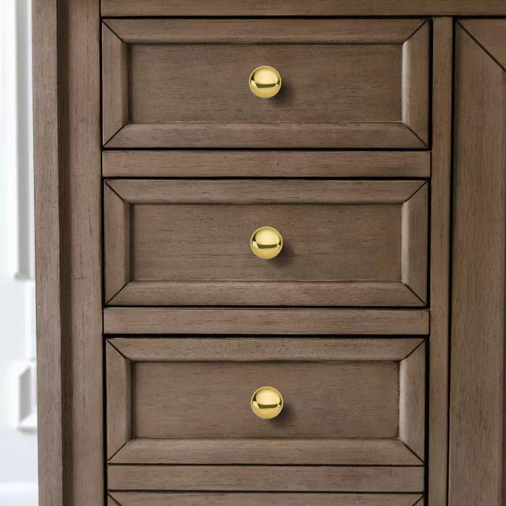 Unlacquered Brass Classic Knobs Cabinet 5 Pack 1-1/4 inch Diameter Round Knobs Cabinets,Bathroom Dressers
