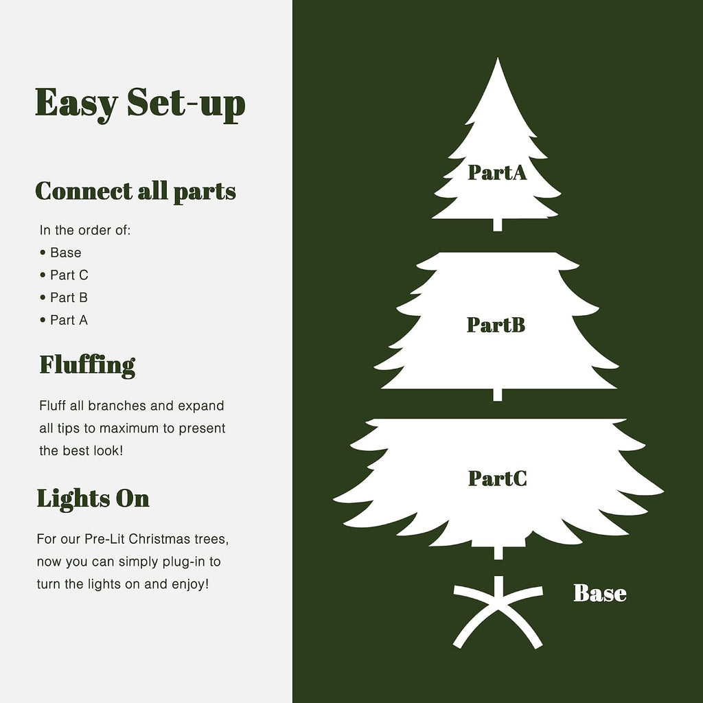 LuxenHome Prelit Slim Christmas Tree, Skinny Christmas Tree