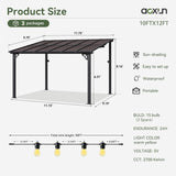 10' x 12' Gazebo for Patio, Gazebo Pergola with Sloped Roof, - Image 7