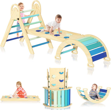Triangle Set, Montessori Climbing Set, Baby Climbing Playset Toys Indoor, Jungle Gyms for Toddlers Ages 1-4, Toddler