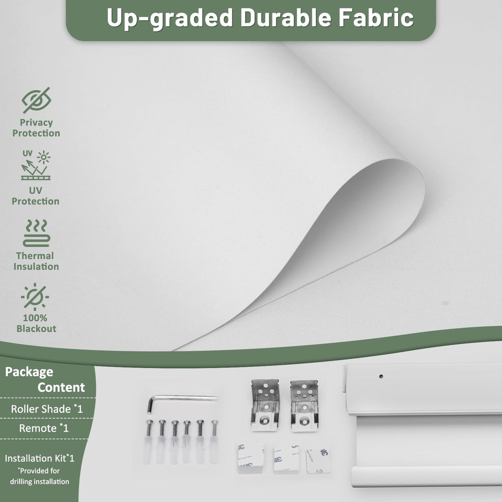 No Drill Motorized Blinds with Remote, White