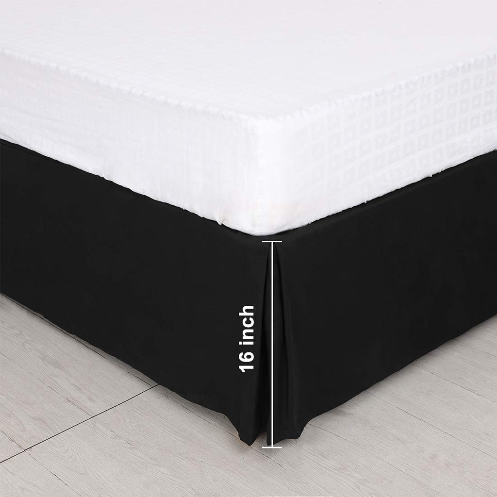 Pleated Bed Skirt, Bed Frame and Box Spring Cover - 16 Inch Tailored Drop Dust Ruffle Bedskirt, Wrinkle