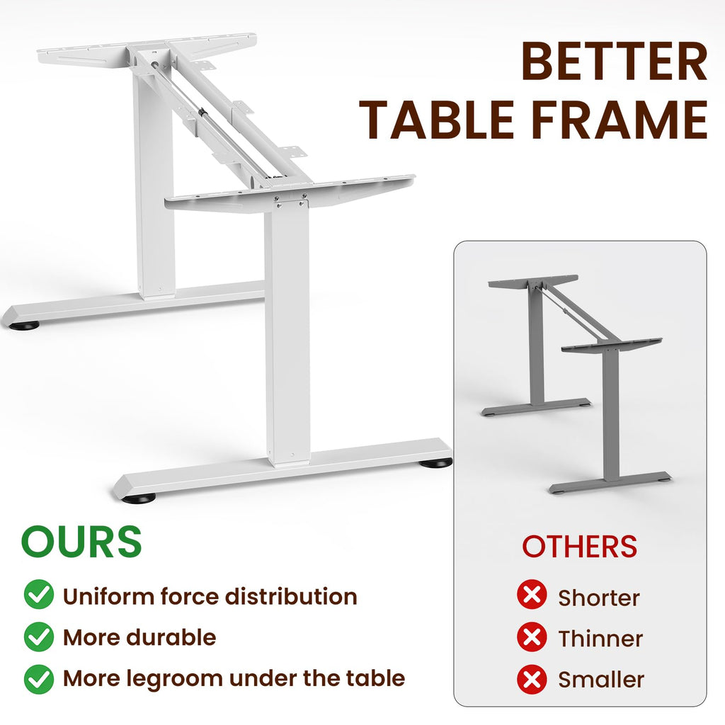 63"x28" Wider Large Standing Desk, Electric Height Adjustable, White