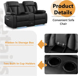 Power Recliner Loveseat Sofa with Console for Living Room, Home Theater Seating Seats with 4 Colors Ambient Lighting