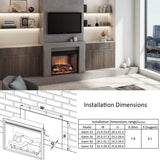 23 Inch Electric Fireplace Insert Heater with Log Speaker, Designed for Cabinet or Mantel Installation, Remote Control, 750W/1500W, Black