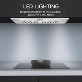 30 Inch Stainless Steel Wall Mount Range Hood 860 CFM 4 Speed Gesture & Touch Control, LED Light Panels Dishwasher-Safe Baffle Filters, Ductless