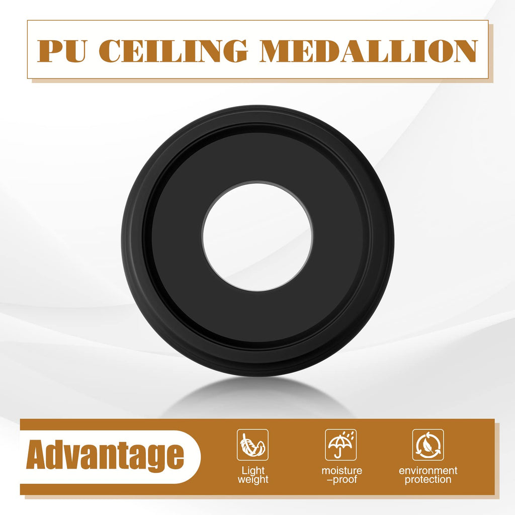 2 Pack Black Ceiling Medallion for Light Fixtures and Ceiling Fans Chandeliers 10" Od x 3.5" ID(Classic)