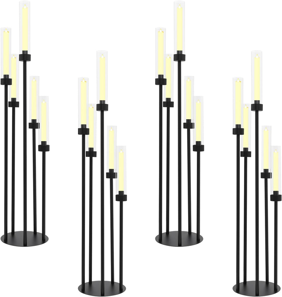 5 Arm Candelabra Centerpieces for Tables, 4 Set Floor Candle Holder, 41.3'' Tall Candlestick Stand with Acrylic