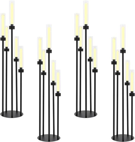 5 Arm Candelabra Centerpieces for Tables, 4 Set Floor Candle Holder, 41.3'' Tall Candlestick Stand with Acrylic