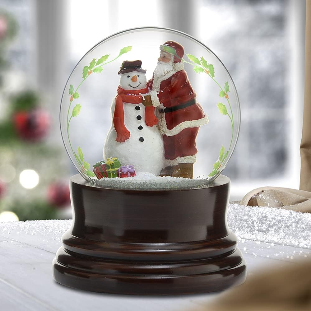 San Francisco Music Box Santa Snowman Musical Snow Globe