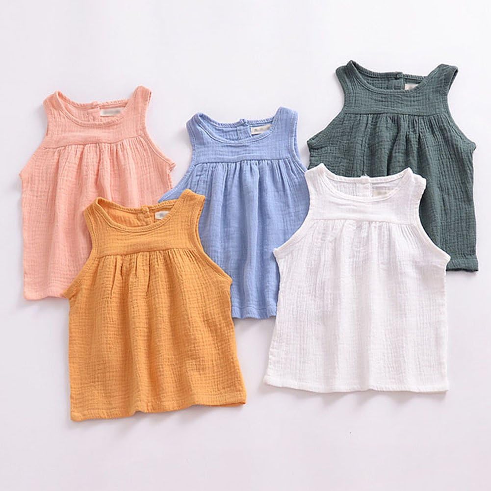 Baby Outfits Unisex Girls Boys Cotton Linen Blend Tank Tops and Bloomers