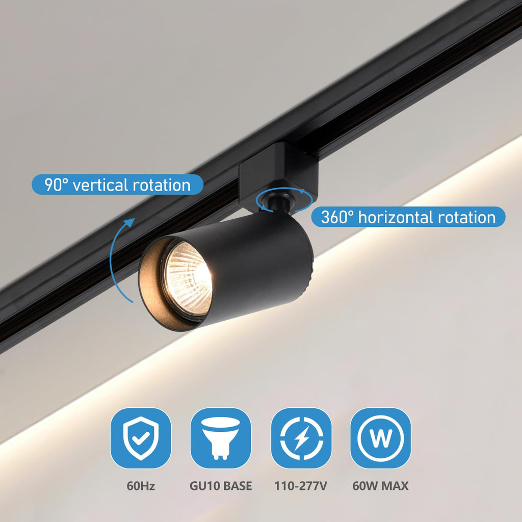 Plug in Track Lighting with Power Cord, 4-Light Black