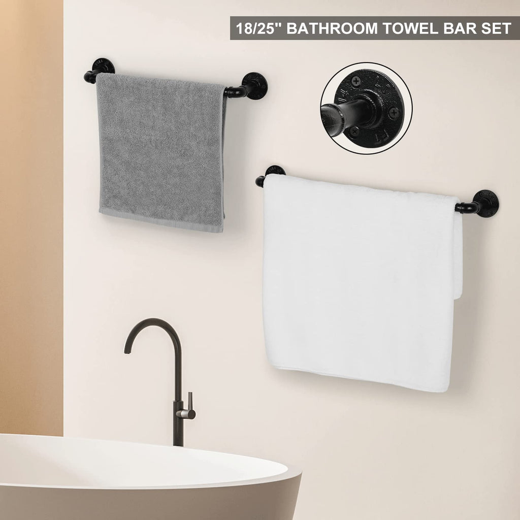 13-Pieces Black Bathroom Hardware Set Industrial Pipe Towel Bar