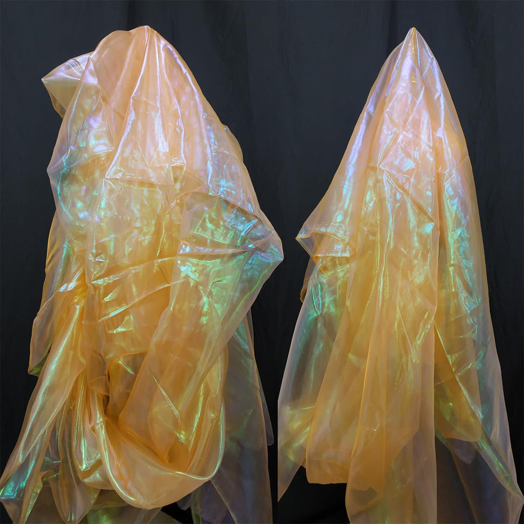 11 Yard Long 59" Wide Organza Lace Fabric - Magic Rainbow Laser Gradient, Iridescent Holographic for Wedding Dress