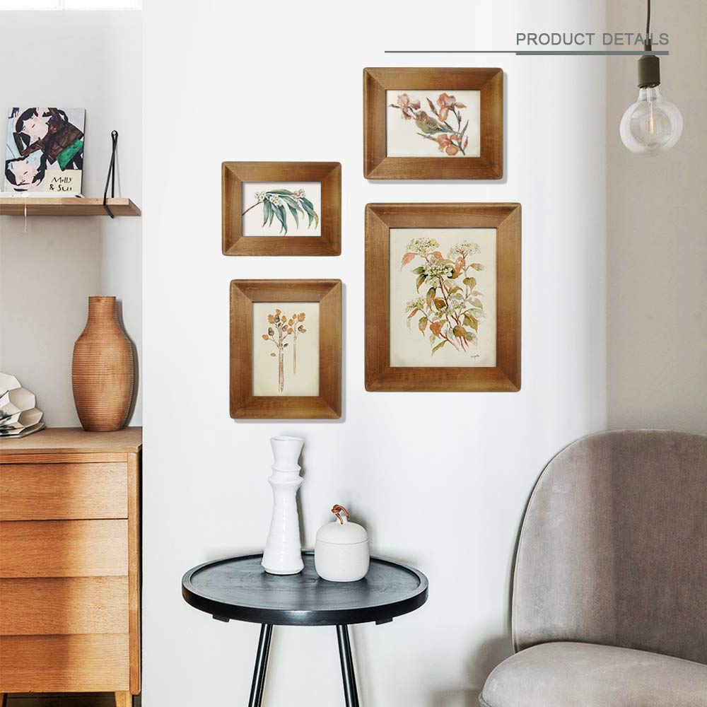 Rustic Picture Frames 11x14, Made of Brown Solid Wood for Wall Mounting Display Photos Diploma Certificate Award