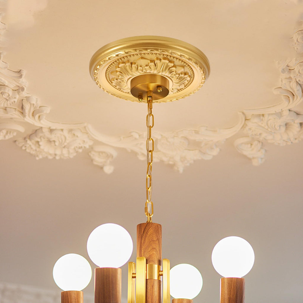 12.20 Inch Round Ceiling Medallion Pu Decorative Ceiling Plate Lighting Medallions Fan Light Fixture Trim with Easy