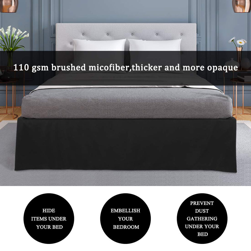 Pleated Bed Skirt, Bed Frame and Box Spring Cover - 16 Inch Tailored Drop Dust Ruffle Bedskirt, Wrinkle