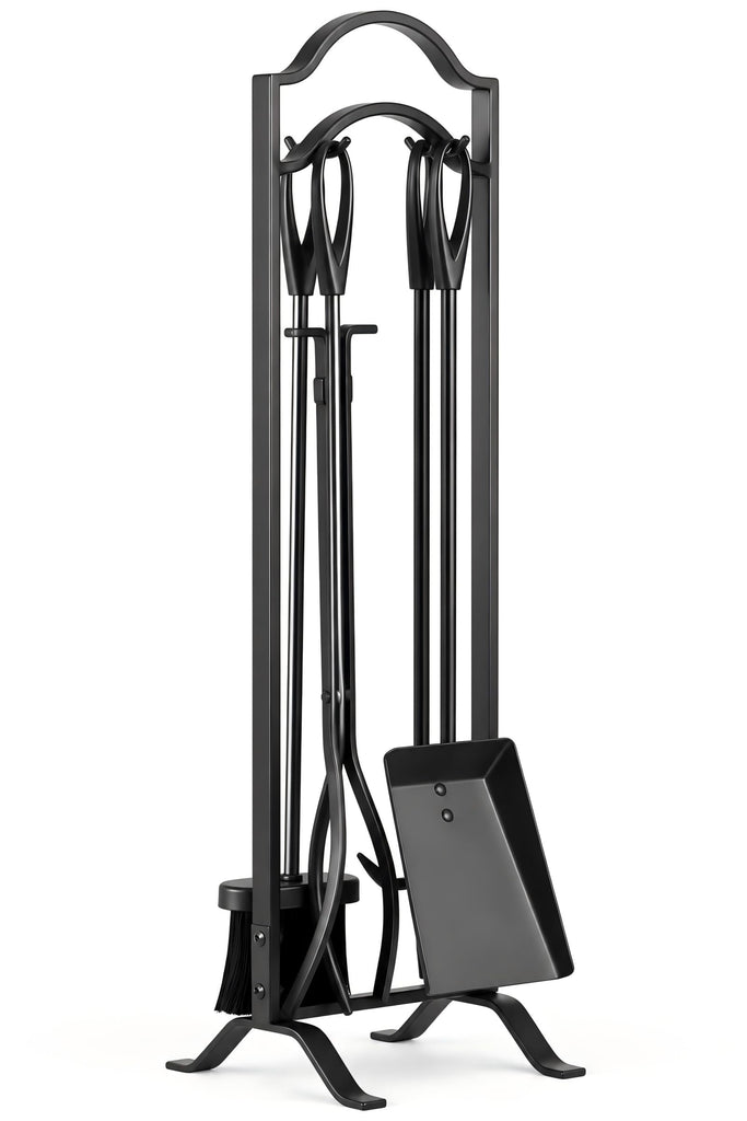 Fireplace Tools Set 5 Pcs with Stand, 29" Durable Wrought Iron