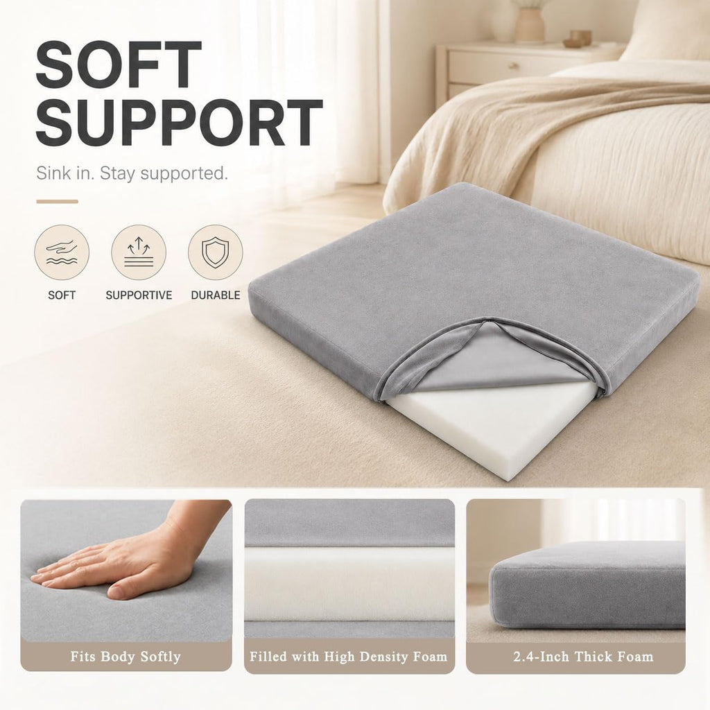 Velvet Zabuton Meditation Mat - Large Floor Pillow for Adults & Yoga Meditation Cushion - High Density Foam Floor