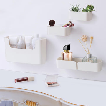 Floating Shelf Wall Mounted Non-Drilling Adhesive Bathroom Organizer Ledge Shelf Decor/Kitchen/Bathroom Storage 4pcs