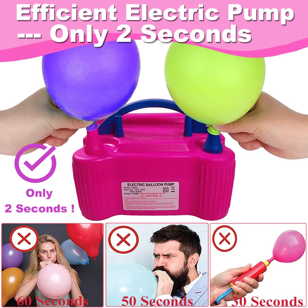 Balloon Arch Kit and Balloon Pump Electric, 10ft Wide Adjustable Balloon Arch Stand With 100Balloons 2Balloon Stands