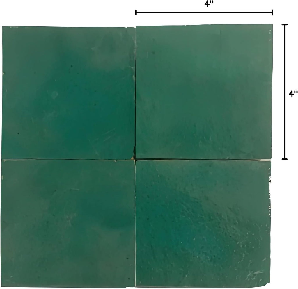 Mosaic & Tile House Moroccan Mosaic Handmade 4x4-in. Solid Color Sea Green (MSC01-16)