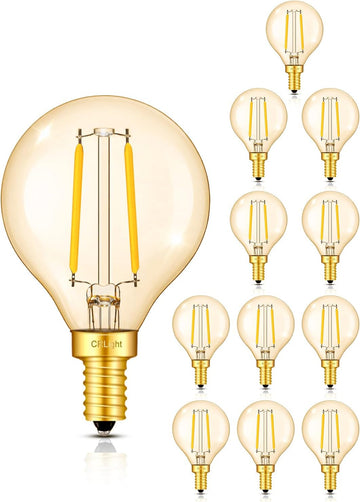2W LED Globe Bulbs G16.5 Edison E12 4000K Neutral White, 12-Pack | 250LM 25W Equivalent, Clear Glass Vintage Edison