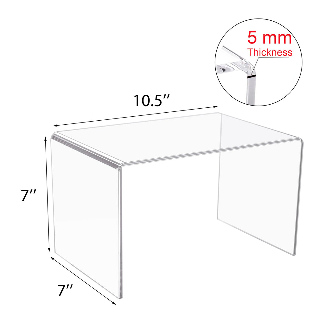 1-Piece 5MM Thick Strong Clear Acrylic Rectangular Riser Stand, 10.5x7 x7 IN