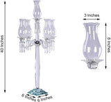 40" 5 Arm Premium Crystal Glass Taper Candle Holder Candelabra with Chandelier Chains