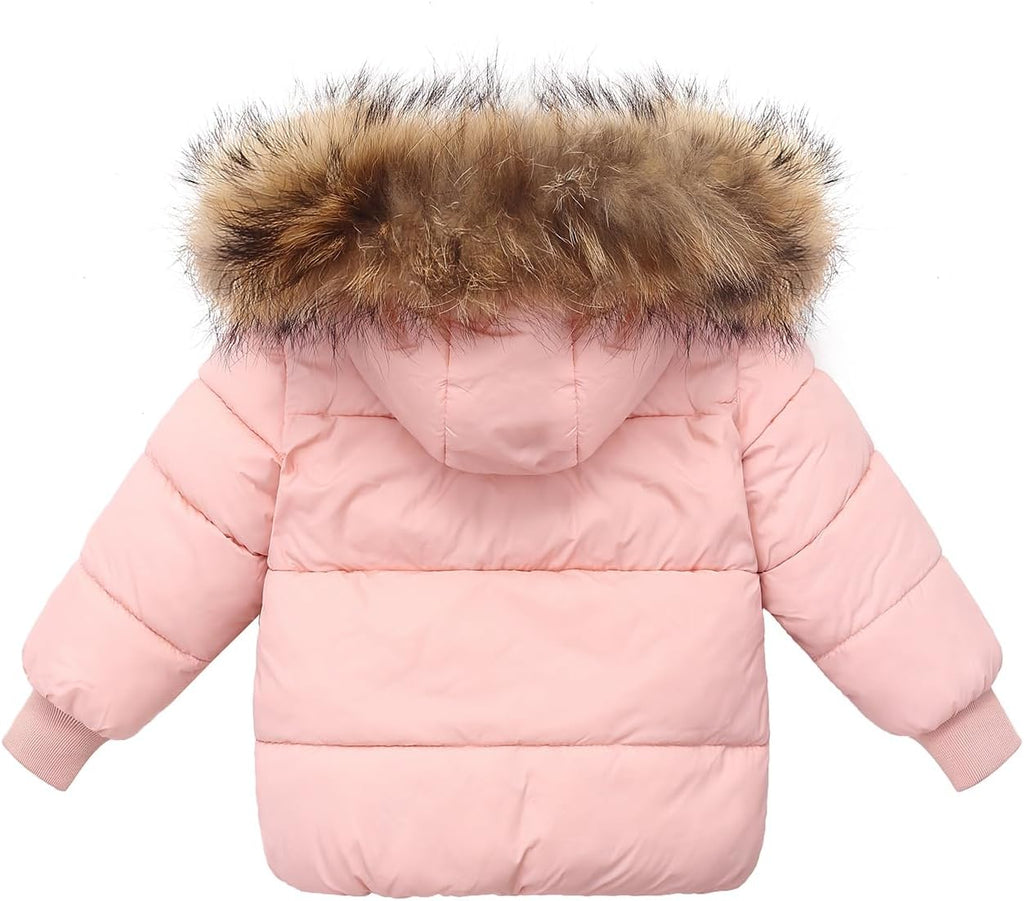Baby Boy Winter Coat Toddler Girl Hooded Puffer Jacket Fur Collar Down Outerwear