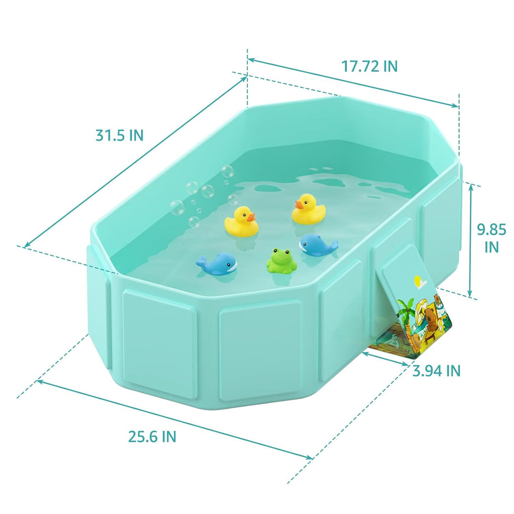 Collapsible Baby Bathtub, Toddler Bathtub with Drain Plug, Green