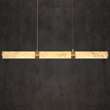 Cylinder Alabaster Chandelier, L47 Gold Mrable Chandeliers for Dining Room, Modern Linear Chandelier Over Table, Brass LED Chandeliers for Kitchen Island A125-B0F6LV9772
