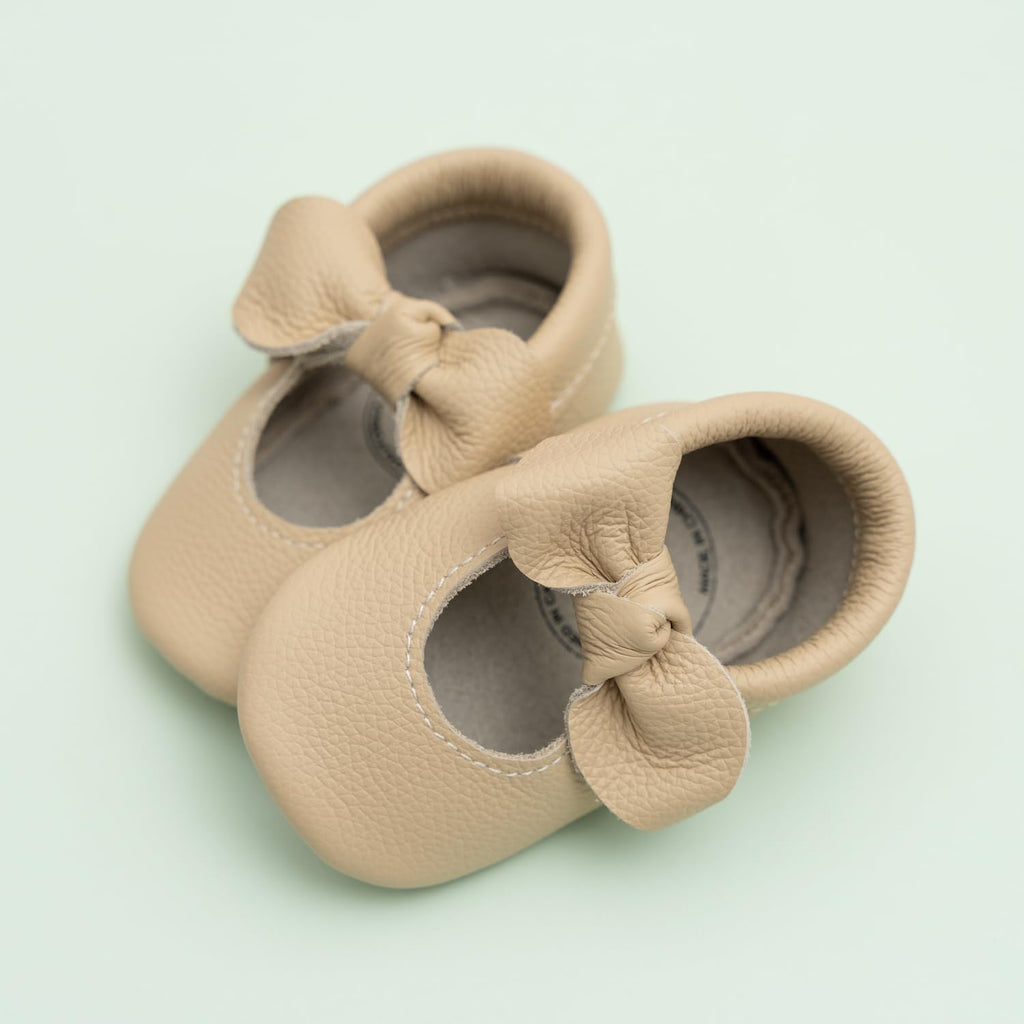Bow and Knot Moccasins - Genuine Leather Baby Girl Shoes