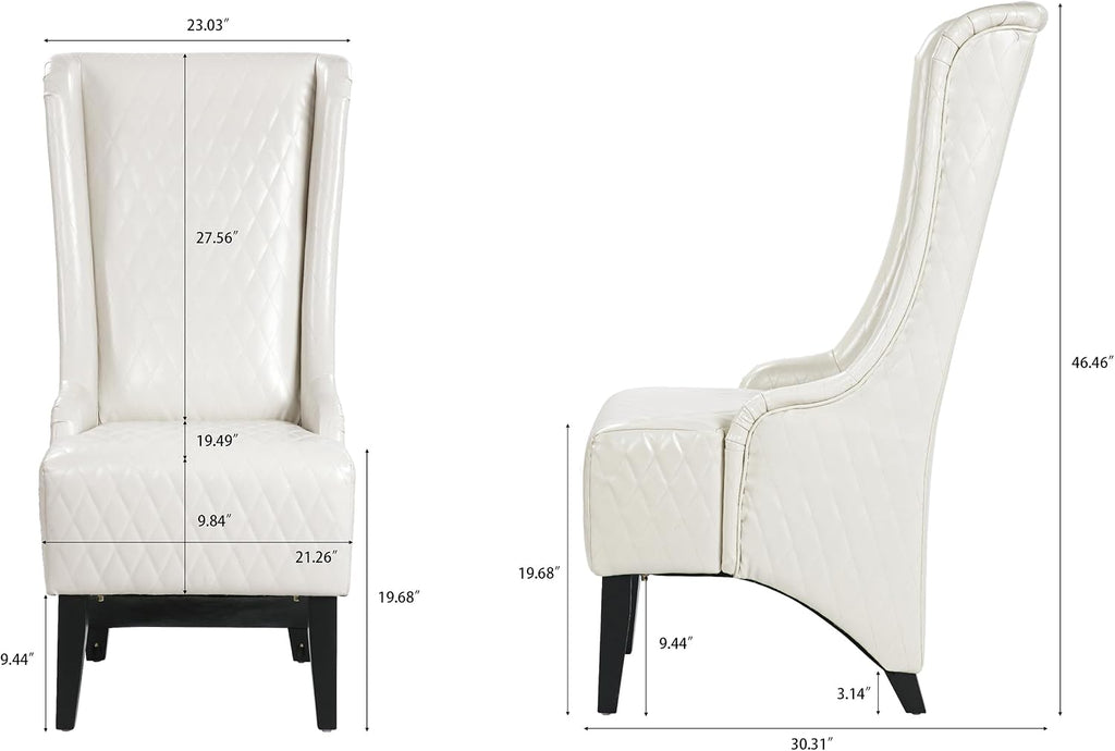High Back Dining Chair Upholstered Wing Back Dining Chairs King Throne Royal Chair, Retro Accent Dinner Chairs
