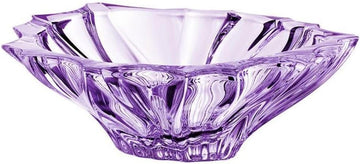 Bohemian Crystal AU52147, 13-Inch Amethyst Plantica Crystal Fruit Bowl, Decorative Centerpiece Wedding Gift Platter